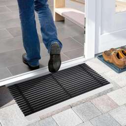 Nicoman Aluminium Door Mat with Slats & Black Brushes