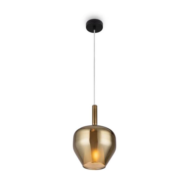 Duality Modern 20cm Dome Pendant Ceiling Light Black 1xE27 Gold Shade