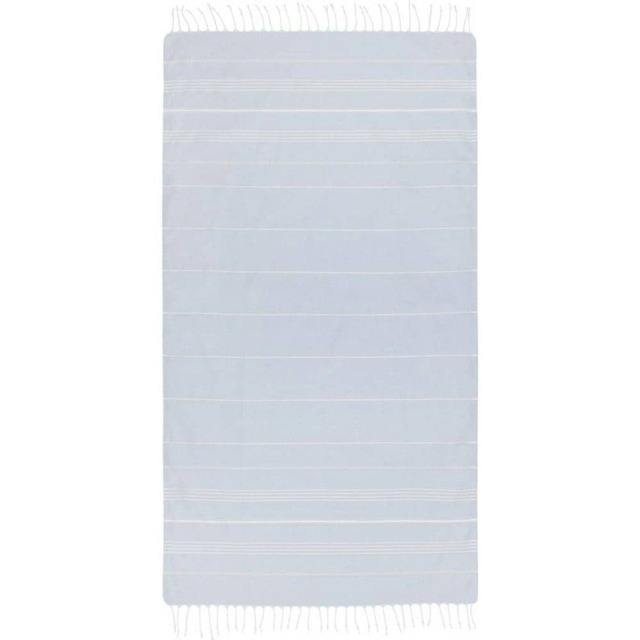 Anna Hammam Striped Cotton Beach Towel - Light Blue - One Size