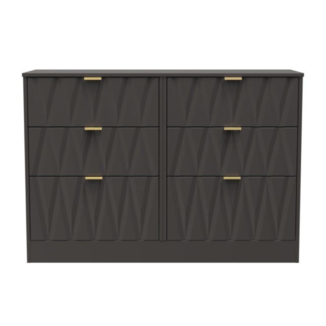 Washington 6 Drawer Wide Chest of Drawers in Graphite (Ready Assembled) Grey Graphite