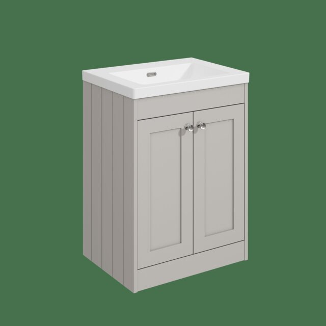 Balterley Floor Standing 2 Door Unit with Minimalist Basin No Tap Hole Grey 800 x 600 x 453mm