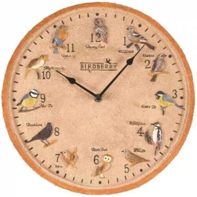 Marco Paul 30cm Bird Design Garden Clock and Thermometer Cream