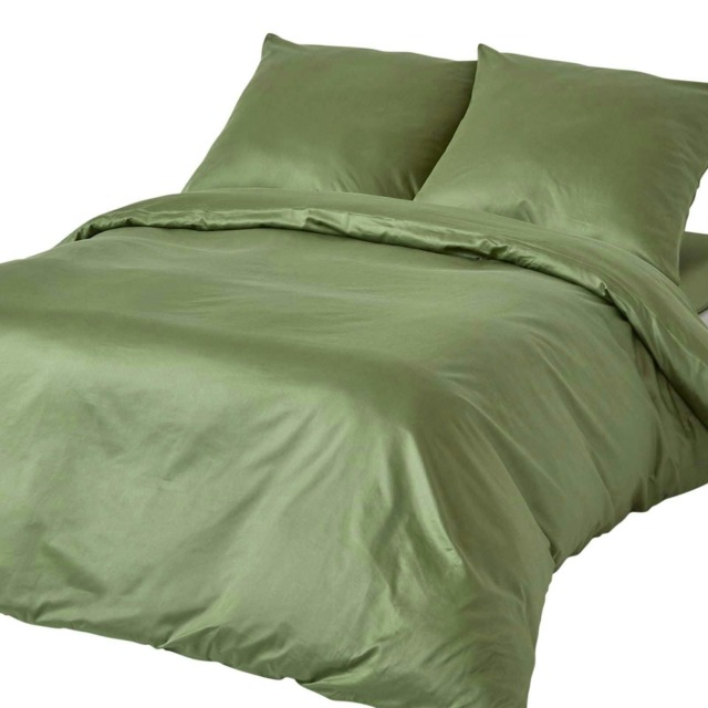 Homescapes Moss Green European Size Organic Cotton Duvet Cover Set - 400 Thread Count - 155 x 220 cm Green One Size