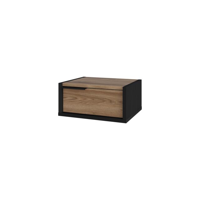 Decortie Eco Wall-Mounted Bedside Shelf 40x33cm Black Wood