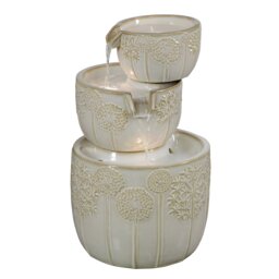 Ceramic Bronte Cascading Bowls Patio Water Feature with LED Lights 62cm