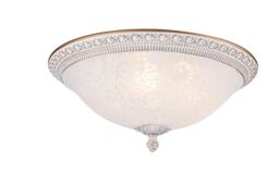 Pascal Flush Bowl Ceiling Lamp White with Gold, 3 Light, E27