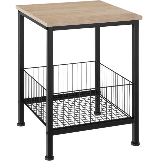 Bedside Table Grimsby - industrial style, with mesh basket, 40 x 40 x 55.5 cm Brown industrial wood light, oak Sonoma 40 x 40 x 55,50 cm 1