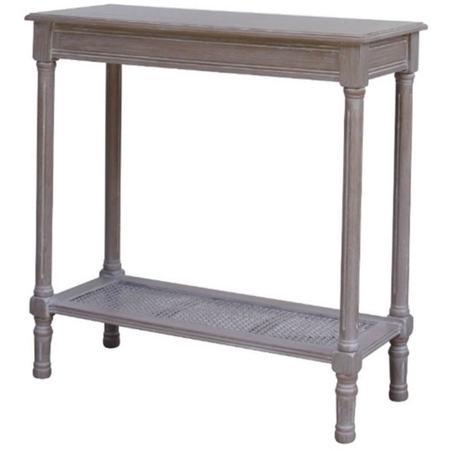 The Serene Rattan Collection Console Table - Wood - L35 x W80 x H80 cm - Grey