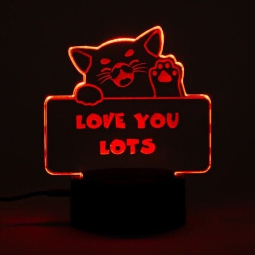 Love You Lots Shiba Clear Acrylic Sign with LED Light Base