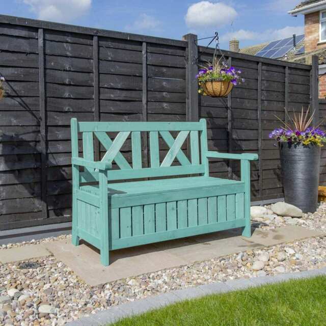 Darcy Garden Wooden Storage Bench - Green