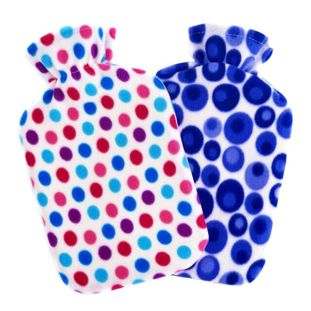 K Collection Dotted 2L Hot Water Bottle And Cover (Pack of 2) Blue Blue/White/Multicoloured One Size 1