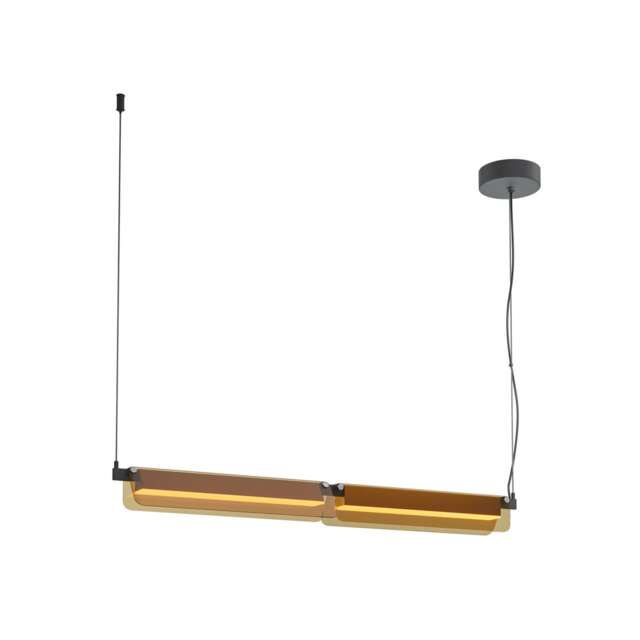 Flat Modern Bar Pendant Ceiling Light Black 3000K 2480lm Amber Shade
