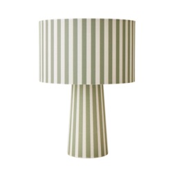 ValueLights Thorley Green and Cream Stripe Shade Fabric Table Lamp Green