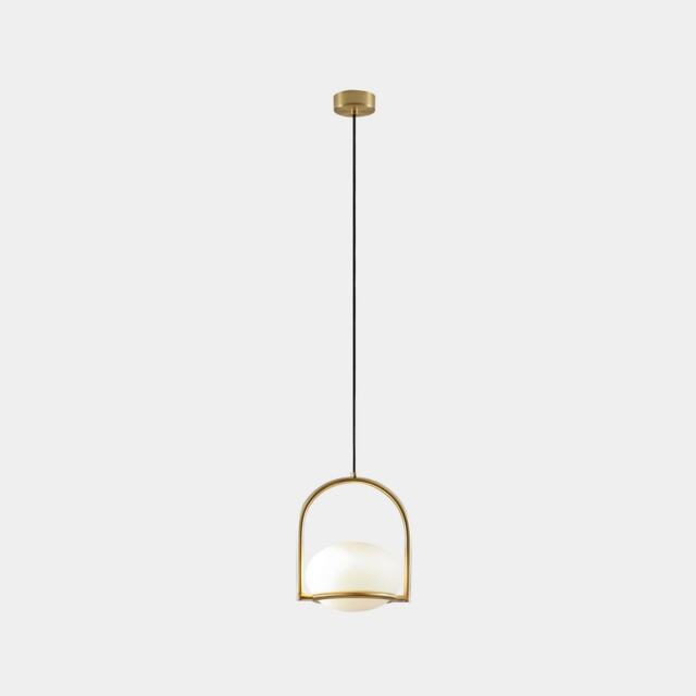 Coco Single Globe Pendant Gold, White E14