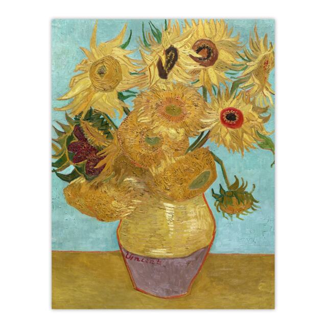 Vase with Twelve Sunflowers Van Gogh Vintage Huge Wall Art Print 18X24 In