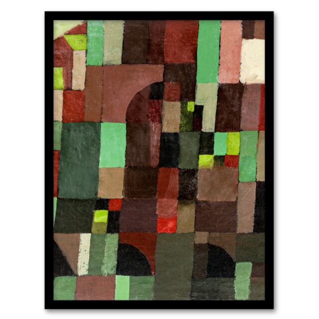 Paul Klee Framed Wall Art Print Red and Green Architecture Abstract Home Décor