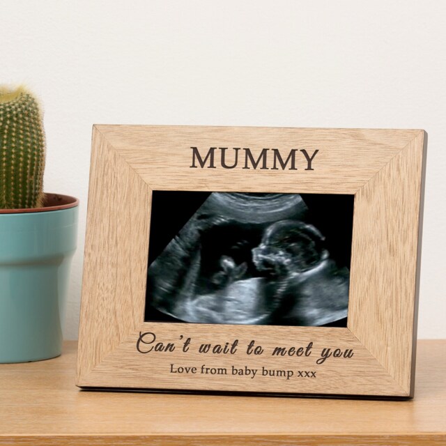 Personalised Cant Wait To Meet You Baby Scan Wood Picture Frame 7x5