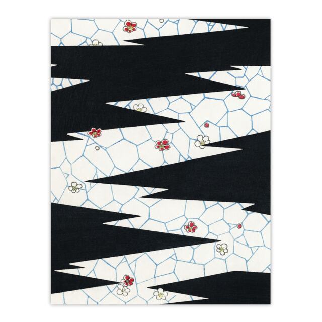 "Flowers On Footpath Pattern Japan Wall Art Print Shin Bijutsukai 24x32"""