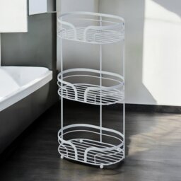 Showerdrape Dante White Steel Floor Bathroom Caddy Storage White 1