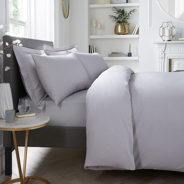Serene Plain Dyed Fitted Bed Sheet Silver