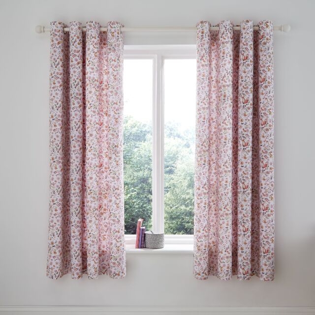 Catherine Lansfield Enchanted Butterfly Fully Reversible Eyelet Curtains Pink