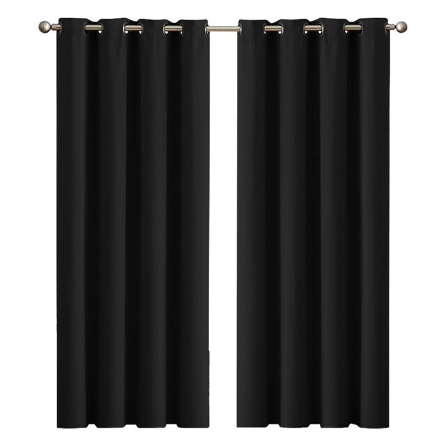 Marlow Blackout Curtains Window Curtain Draperies Pair Eyelet Bedroom Decor Black