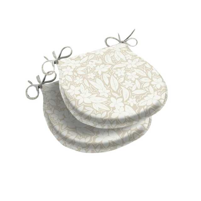 Blossom Cream D Shape Garden Seat Pad Set of 2 Cream 35cm x 37cm x 4cm 2