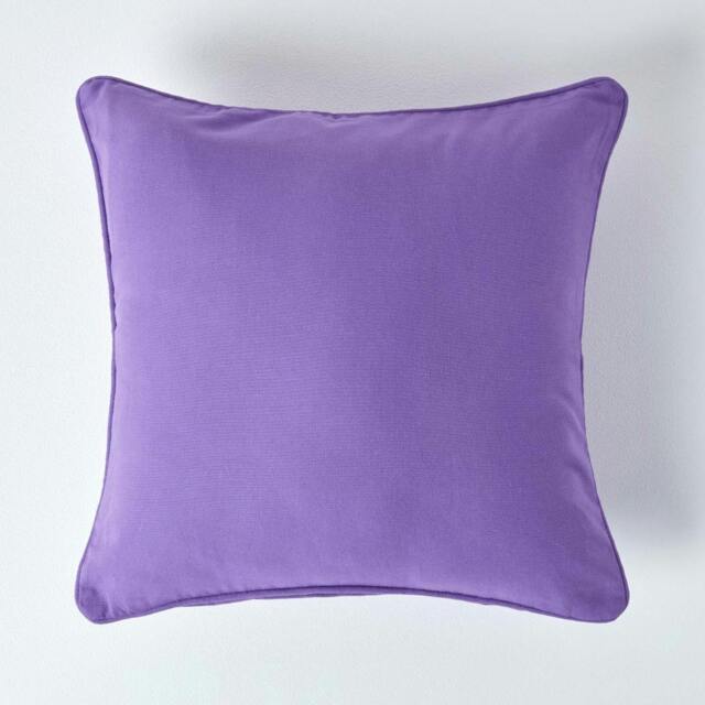 Homescapes Cotton Plain Purple Cushion Cover - 45 x 45 cm Purple Purple 45 x 45 cm