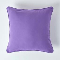 Homescapes Cotton Plain Purple Cushion Cover - 45 x 45 cm Purple Purple 45 x 45 cm