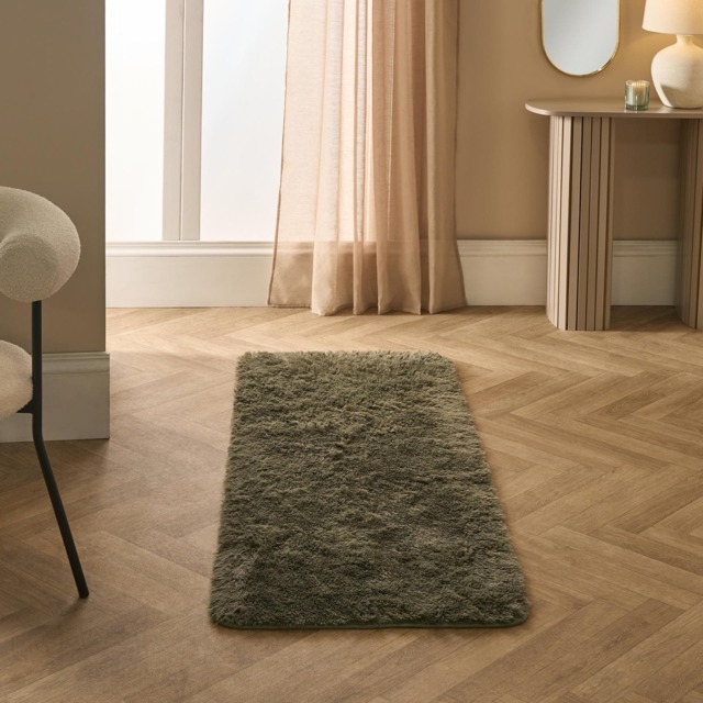 OHS Soft Fluffy Runner Rug Anti-Slip Floor Mat - 60 x 150cm Green Woodland Green 60cm x 150cm