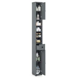 COSTWAY Slim Bathroom Cabinet Floor Storage Organizer Black Black 1