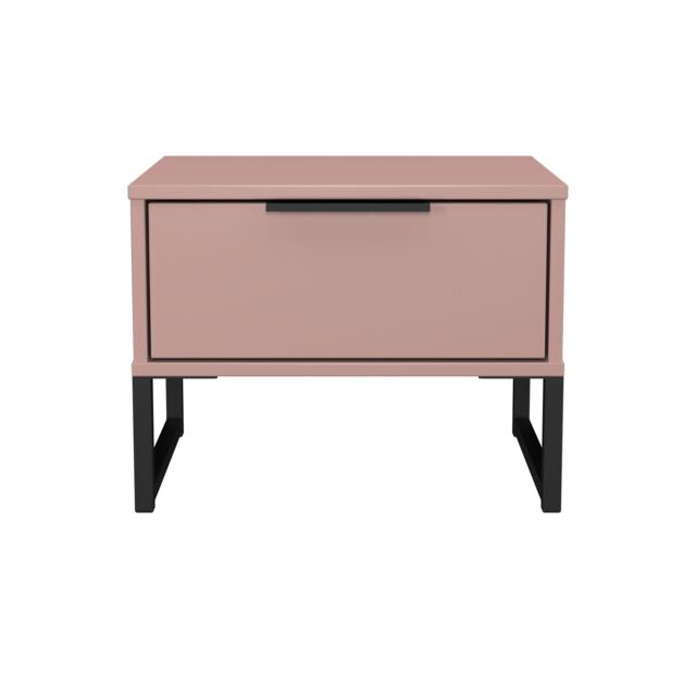 Beijing 1 Drawer Bedside Table in Kobe Pink (Ready Assembled) Pink Kobe Pink