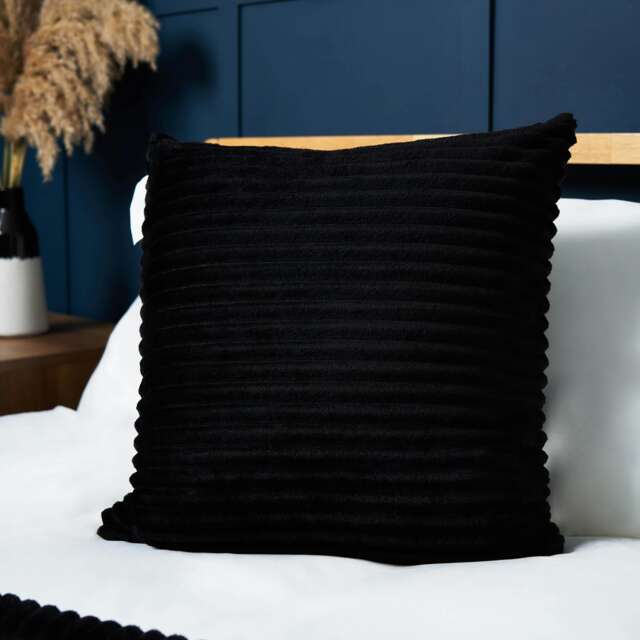 BHS Luxury Ribbon Velvet Cushion, Black Multi 1