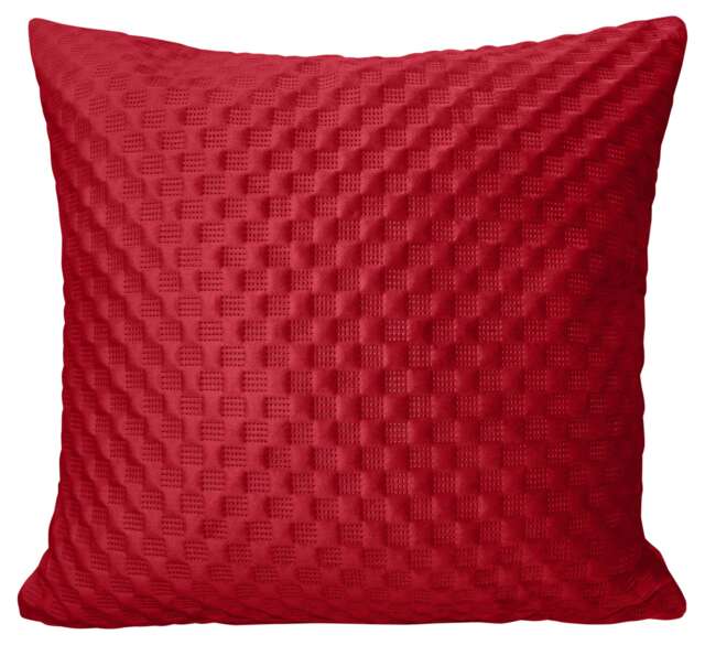 3D Embossed Checkered Plain Cushion - 43cm x 43cm Red