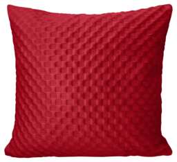 3D Embossed Checkered Plain Cushion - 43cm x 43cm Red