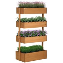 Outsunny Raised Garden Bed Wooden Plant Stand Orange