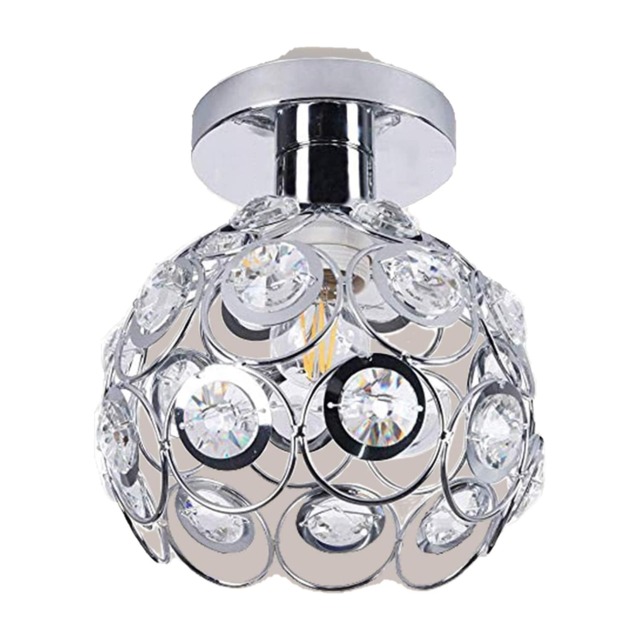 Mini Ceiling Light Crystal Silver Chandelier Semi Flush Mounted Modern G9