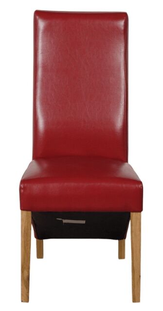 Lola Leather Dining Chairs for Dining Room or Kitchen Red Red