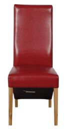 Lola Leather Dining Chairs for Dining Room or Kitchen Red Red