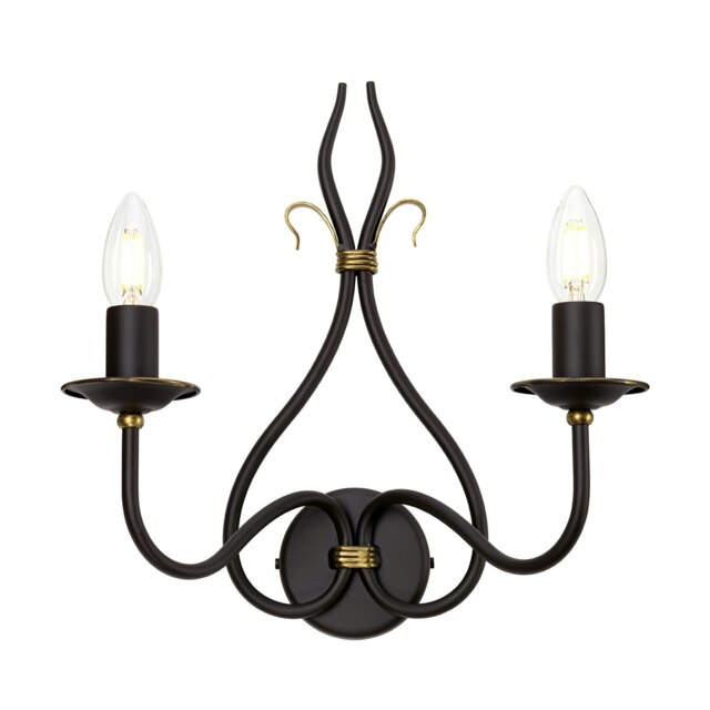 Windermere 2 Light Indoor Candle Wall Light Gold, Rust, E14