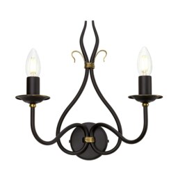 Windermere 2 Light Indoor Candle Wall Light Gold, Rust, E14