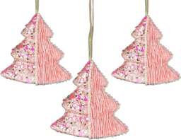 12cm Tree Baby Pink - 3Pcs Christmas Hanging Decorations