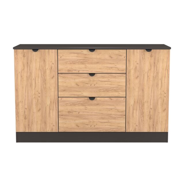 Norway 2 Door 3 Drawer Sideboard in Gold Craft & Graphite (Ready Assembled) Grey Gold Craft & Graphite