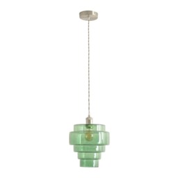 ValueLights Lane Green Glass 5 Tier Brushed Chrome Pendant Light Chrome