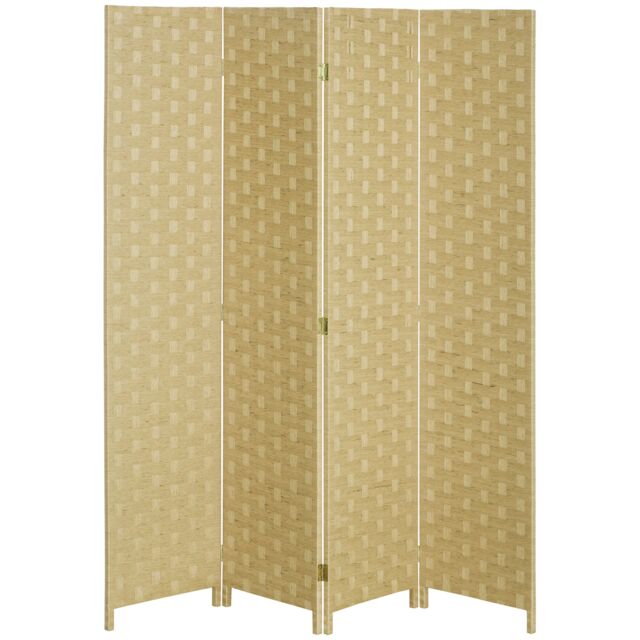HOMCOM 4 Panel Folding Room Dividers for Wall, Privacy Screen Panels, Brown Brown Brown
