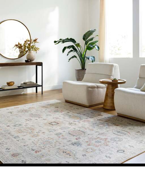 LIVABLISS Our Pnw Home Spokane-Vintage Traditional Boho Rug 117 x 170 cm Ivory Pink Yellow