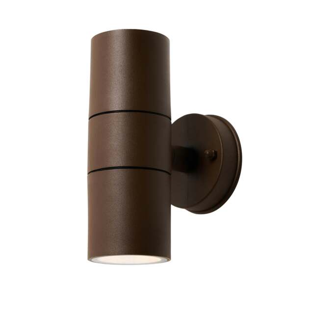 BHS Roy Outdoor Up & Down Wall Light with Tempered Glass, Rust