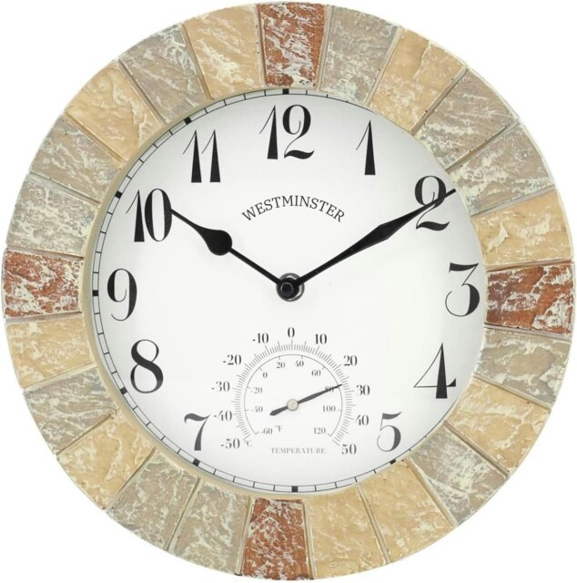 Marco Paul 25cm Slate Stone Clock Cream