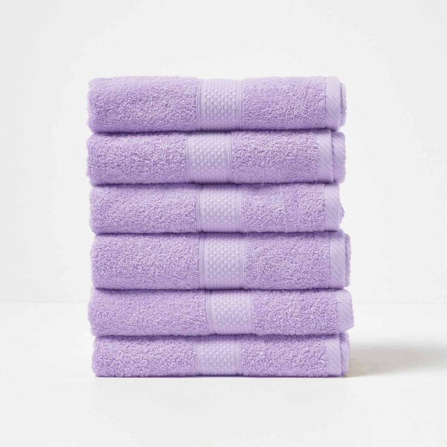 Homescapes Turkish Cotton Hand Towel Set of 6 - Lilac Purple Hand towel 6