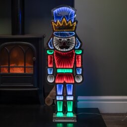 74cm Infinity Light up Christmas Nutcracker Decoration with Multi-Coloured LEDs on Metal Base
